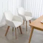 Juego de 2 Sillas de Comedor Modernas Tapizadas en Terciopelo con Patas de Madera para Salón 54x57x80 cm Crema