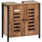 Mueble Bajo Lavabo Industrial 2 Puertas de Lamas con Cierre Magnético Estante Ajustable 60x30x60 cm Marrón Rústico