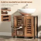 Mueble Bajo Lavabo Industrial 2 Puertas de Lamas con Cierre Magnético Estante Ajustable 60x30x60 cm Marrón Rústico