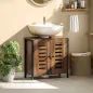 Mueble Bajo Lavabo Industrial 2 Puertas de Lamas con Cierre Magnético Estante Ajustable 60x30x60 cm Marrón Rústico