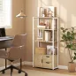 Librería Estantería para Libros con Estantes Cajones y Puerta 58x24x122 cm Estilo Industrial Blanco y Madera Natural