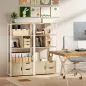 Librería Estantería para Libros con Estantes Cajones y Puerta 58x24x122 cm Estilo Industrial Blanco y Madera Natural