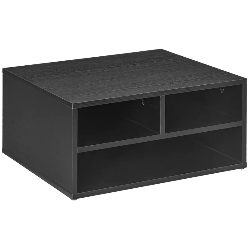 Mueble Impresora con 3 Compartimentos Estilo Moderno para Dormitorio Oficina Salón 47x40x22,5 cm Negro