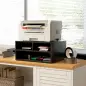 Mueble Impresora con 3 Compartimentos Estilo Moderno para Dormitorio Oficina Salón 47x40x22,5 cm Negro