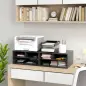 Mueble Impresora con 3 Compartimentos Estilo Moderno para Dormitorio Oficina Salón 47x40x22,5 cm Negro