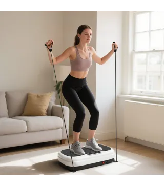 Plataforma Vibratoria con 50 Velocidades 3 Programas Pantalla LED Mando a Distancia Bandas Elásticas Ejercicio en Casa