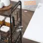 Carrito Auxiliar con Ruedas de 3 Niveles Carrito de Cocina con 2 Cestas y 4 Ganchos 60x38x85,5 cm Marrón Rústico