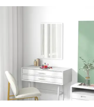 Espejo Rectangular de Baño 50x70 cm Espejo de Pared Decorativo para Salón Entrada Pasillo Horizontal o Vertical Blanco