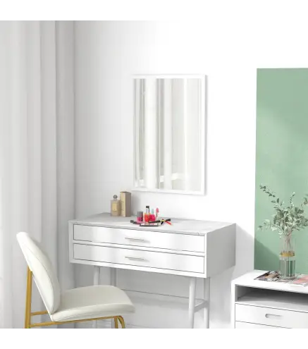 Espejo Rectangular de Baño 50x70 cm Espejo de Pared Decorativo para Salón Entrada Pasillo Horizontal o Vertical Blanco