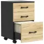 Cajonera de Oficina Mueble Archivador con Ruedas y Cajones y Barra Colgante para Archivos 40x42x65 cm Roble y Negro