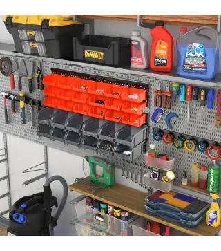 Estantería de Almacenaje para Pared 33 Piezas con Cajas de 2 Tamaños Diferentes Ideal para Tornillos 37,5x18x63 cm Rojo