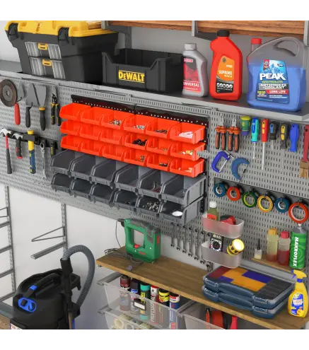 Estantería de Almacenaje para Pared 33 Piezas con Cajas de 2 Tamaños Diferentes Ideal para Tornillos 37,5x18x63 cm Rojo