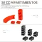 Estantería de Almacenaje para Pared 33 Piezas con Cajas de 2 Tamaños Diferentes Ideal para Tornillos 37,5x18x63 cm Rojo