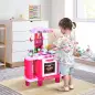Cocina de Juguete para Niños Mayores de 3 Años con 38 Accesorios Luz Sonido Juegos de Rol Temprano Educativo 78x29x87 cm Rosa