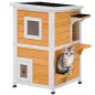 Caseta para Gatos de Madera Exterior de 2 Niveles con Techo Abatible Panel Central Extraíble 51x51x81,3 cm Natural Caseta para Gatos de Madera Exterior de 2 Niveles con Techo Abatible Panel Central Extraíble 51x51x81,3 cm Natural