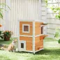 Caseta para Gatos de Madera Exterior de 2 Niveles con Techo Abatible Panel Central Extraíble 51x51x81,3 cm Natural Caseta para Gatos de Madera Exterior de 2 Niveles con Techo Abatible Panel Central Extraíble 51x51x81,3 cm Natural