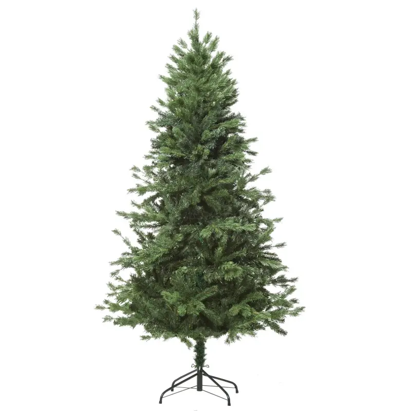 Árbol de Navidad Ø75x150 cm Artificial con 440 Ramas PE Tridente y PVC Individual y Base Plegable Árbol Navideño Decorativo Exte