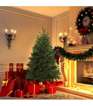 Árbol de Navidad Ø75x150 cm Artificial con 440 Ramas PE Tridente y PVC Individual y Base Plegable Árbol Navideño Decorativo Exte