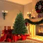 Árbol de Navidad Ø75x150 cm Artificial con 440 Ramas PE Tridente y PVC Individual y Base Plegable Árbol Navideño Decorativo Exte