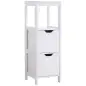 Armario de Baño Gabinete Multifuncional con Estante Abierto 2 Cajones de Almacenaje Diseño Antivuelco 30x30x89 cm Blanco