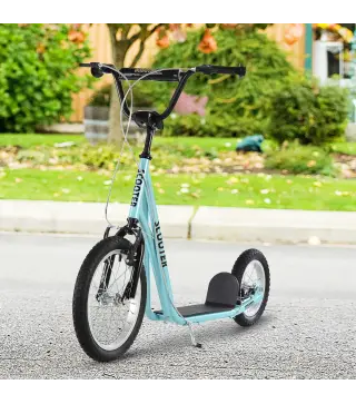 Scooter Patinete para Niños Mayores de 5 Años con 2 Neumáticos de Caucho Inflable con Doble Freno Manillar Ajustable en Altura S