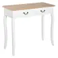 Mesa de Consola con 2 Cajones Diseño de Retro para Entrada Pasillo Sala de Estar Dormitorio Pino 87x34x78,5 cm Blanco