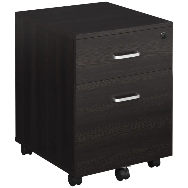 Archivador Móvil para Archivos A4 con Ruedas Gabinete de Archivos Suspendidos 2 Cajones Cerradura 40x45x55,6 cm wengué