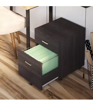 Archivador Móvil para Archivos A4 con Ruedas Gabinete de Archivos Suspendidos 2 Cajones Cerradura 40x45x55,6 cm wengué