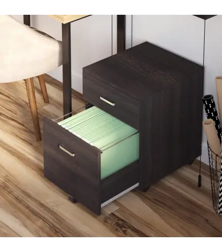 Archivador Móvil para Archivos A4 con Ruedas Gabinete de Archivos Suspendidos 2 Cajones Cerradura 40x45x55,6 cm wengué