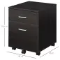 Archivador Móvil para Archivos A4 con Ruedas Gabinete de Archivos Suspendidos 2 Cajones Cerradura 40x45x55,6 cm wengué