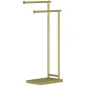 Toallero de Pie con 2 Barras y Marco Metálico Toallero de Baño Moderno en Forma de L 35,5x20x78 cm Dorado