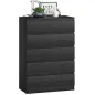 Cómoda para Dormitorio de 5 Cajones Cajonera para Salón Oficina Estilo Moderno 77x40x111,5 cm Negro Veteado