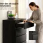Cómoda para Dormitorio de 5 Cajones Cajonera para Salón Oficina Estilo Moderno 77x40x111,5 cm Negro Veteado