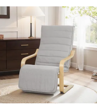 Sillón de Salón con Reposapiés Ajustable Butaca Tapizada en Lino Sintético para Oficina Dormitorio 66,5x94x100cm Gris