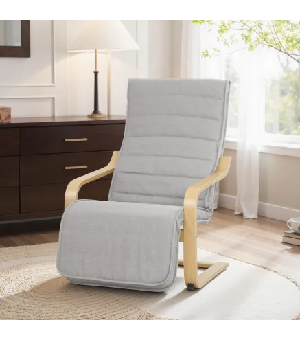 Sillón de Salón con Reposapiés Ajustable Butaca Tapizada en Lino Sintético para Oficina Dormitorio 66,5x94x100cm Gris