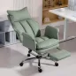 Silla de Escritorio con Reposapiés Respaldo Reclinable Alto Acolchado Grueso Tapizada en Cuero Sintético Ruedas Verde