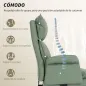 Silla de Escritorio con Reposapiés Respaldo Reclinable Alto Acolchado Grueso Tapizada en Cuero Sintético Ruedas Verde