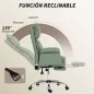 Silla de Escritorio con Reposapiés Respaldo Reclinable Alto Acolchado Grueso Tapizada en Cuero Sintético Ruedas Verde