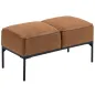 Taburete Pie de Cama Moderno de Cuero Sintético con Asiento Acolchado Grueso y Patas de Acero 80x40x46 cm Marrón