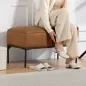 Taburete Pie de Cama Moderno de Cuero Sintético con Asiento Acolchado Grueso y Patas de Acero 80x40x46 cm Marrón