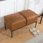 Taburete Pie de Cama Moderno de Cuero Sintético con Asiento Acolchado Grueso y Patas de Acero 80x40x46 cm Marrón