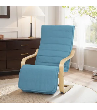 Sillón de Salón con Reposapiés Ajustable Butaca Tapizada en Lino Sintético para Oficina Dormitorio 66,5x94x100cm Azul