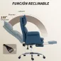 Silla de Escritorio con Reposapiés Respaldo Reclinable Alto Acolchado Grueso Tapizada en Cuero Sintético Ruedas Azul