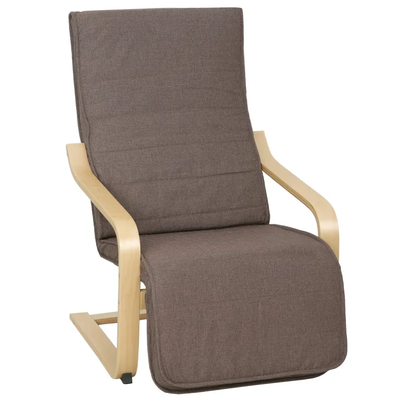 Sillón de Salón con Reposapiés Ajustable Butaca Tapizada en Lino Sintético para Oficina Dormitorio 66,5x94x100cm Marrón