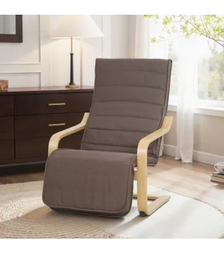 Sillón de Salón con Reposapiés Ajustable Butaca Tapizada en Lino Sintético para Oficina Dormitorio 66,5x94x100cm Marrón