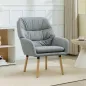 Sillón de Salón Moderno Acolchado de Doble Capa Tapizado en Cuero Sintético Patas de Madera 68x74x89 cm Gris