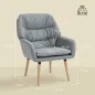 Sillón de Salón Moderno Acolchado de Doble Capa Tapizado en Cuero Sintético Patas de Madera 68x74x89 cm Gris
