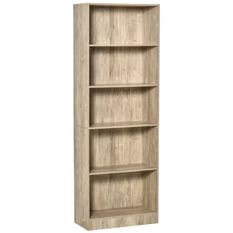 Librería Estantería de 5 Niveles para Libros con 3 Baldas Ajustables Antivuelco Almacenaje para Salón Oficina Estudio 63x29,5x17