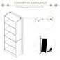 Librería Estantería de 5 Niveles para Libros con 3 Baldas Ajustables Antivuelco Almacenaje para Salón Oficina Estudio 63x29,5x17