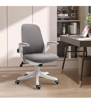 Silla Giratoria de Oficina Silla de Escritorio Basculante Altura Ajustable Reposabrazos Elevable 62,5x60x94-104 cm Gris